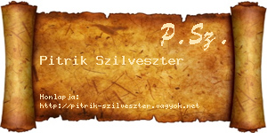 Pitrik Szilveszter névjegykártya